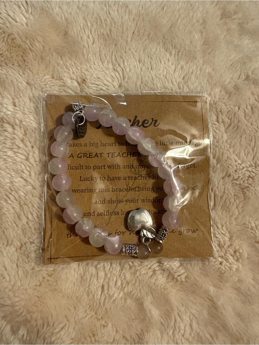 Light Purple Beaded Teacher Appreciation Bracelet